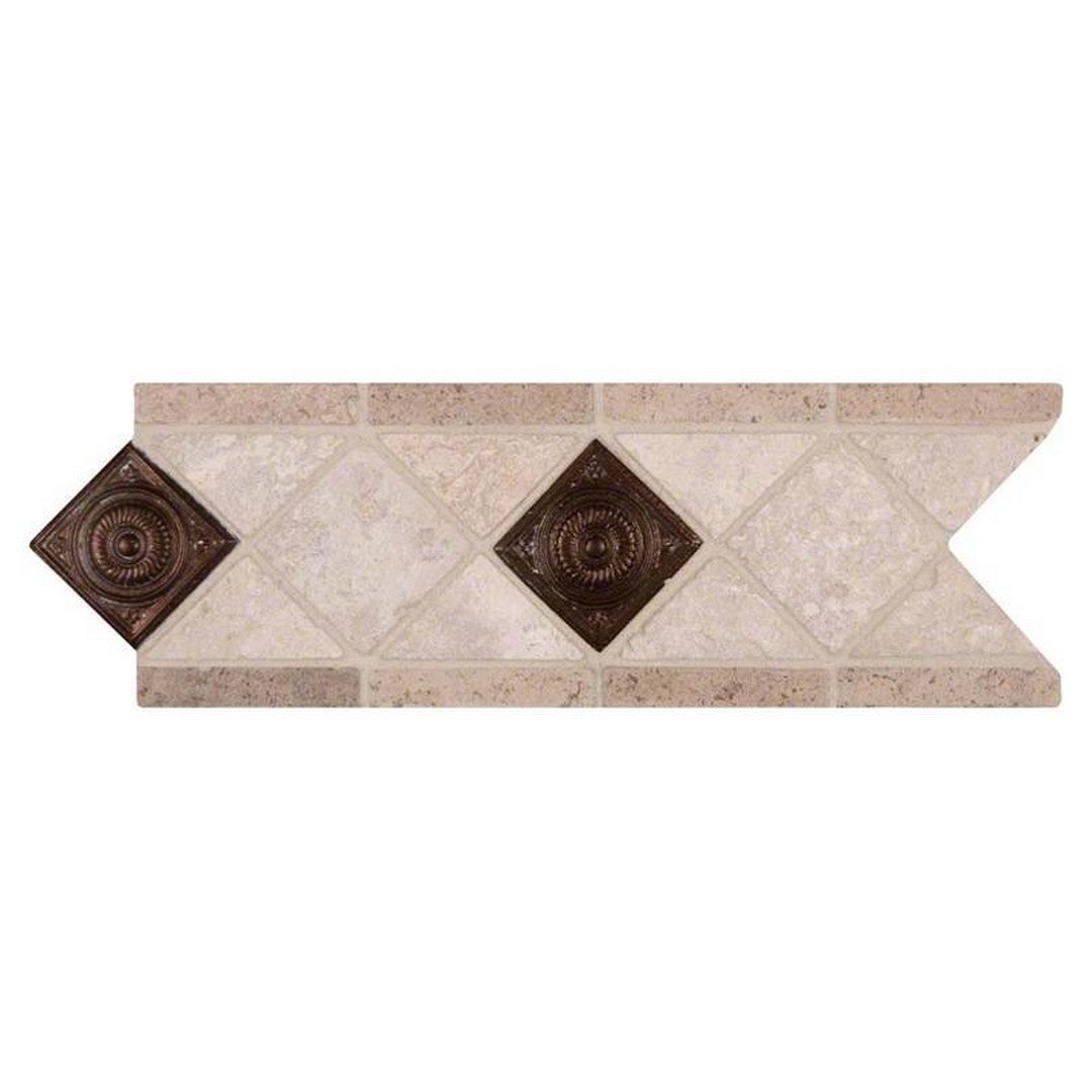 MS International Noce Chiaro Cop Scudo 4" x 12" Textured Metal & Stone Bias Border Trim