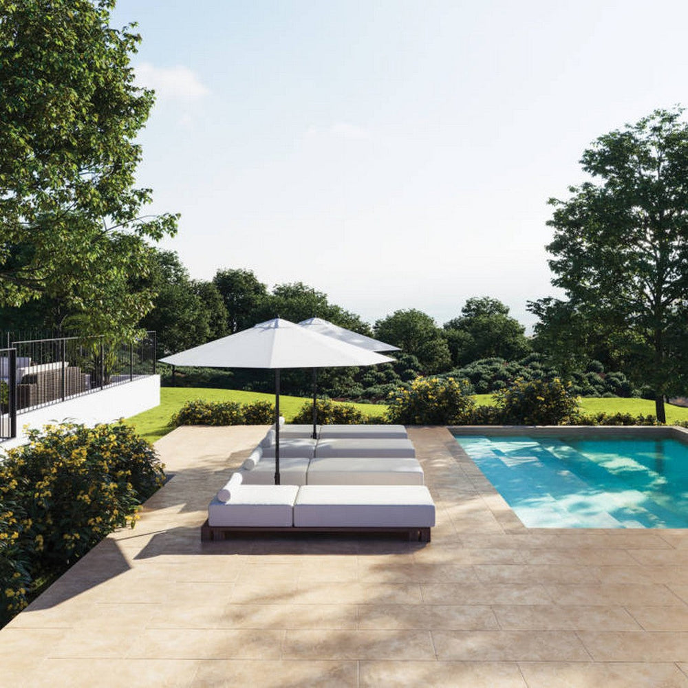 Travertine eased edge pool coping tile from Flair Decos — pool coping in stock USA