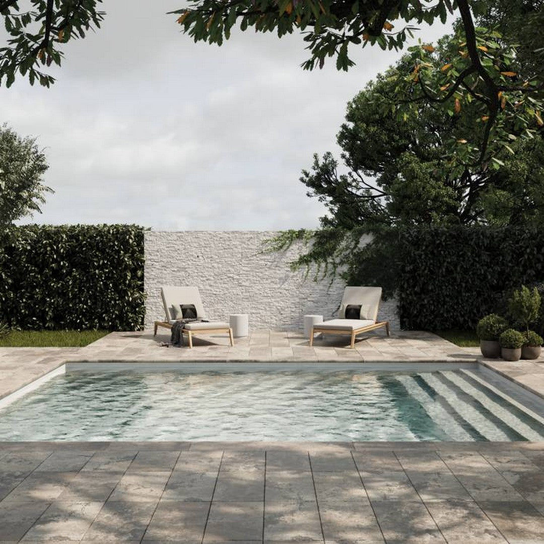 Bedrosians Travertine 12" x 24" Tumbled 3cm Bullnose Edge Pool Coping