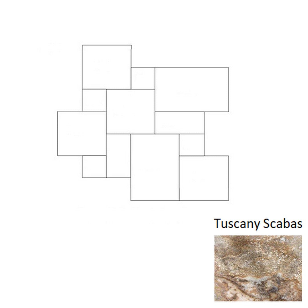 MS International Tuscany Scabas 8" x RL Tumbled Travertine Versailles Pattern Tile