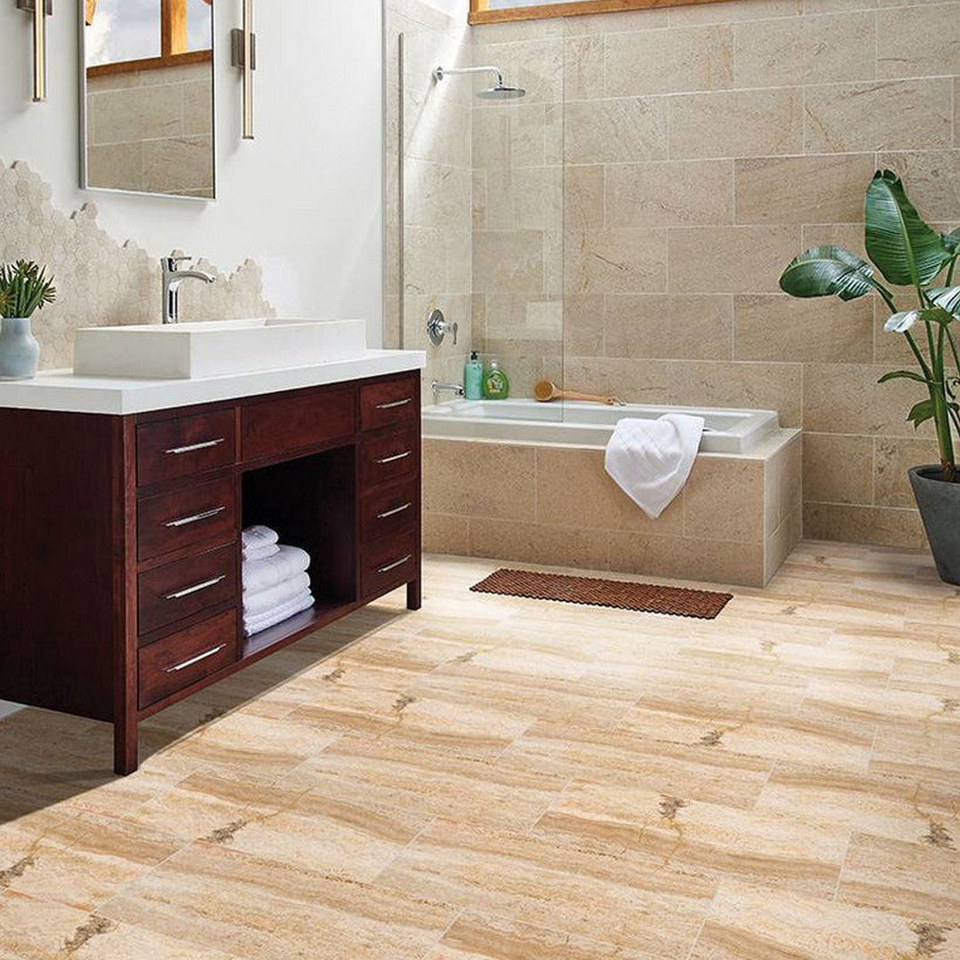 MS International Tuscany Scabas Vein Cut 12" x 24" Honed Travertine Tile