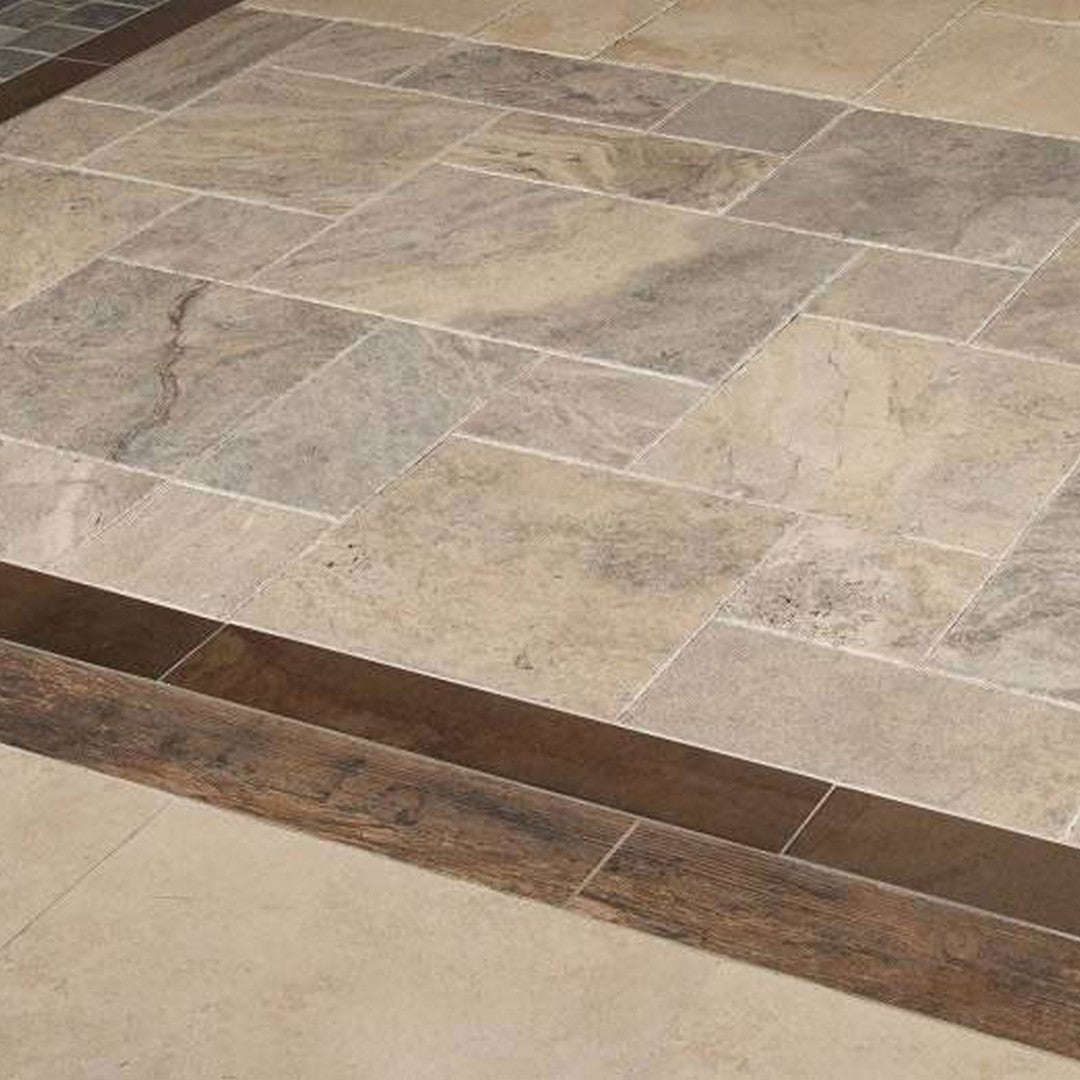 MS International Silver 16" x RL Travertine Versailles Pattern Tile Mixed Finish