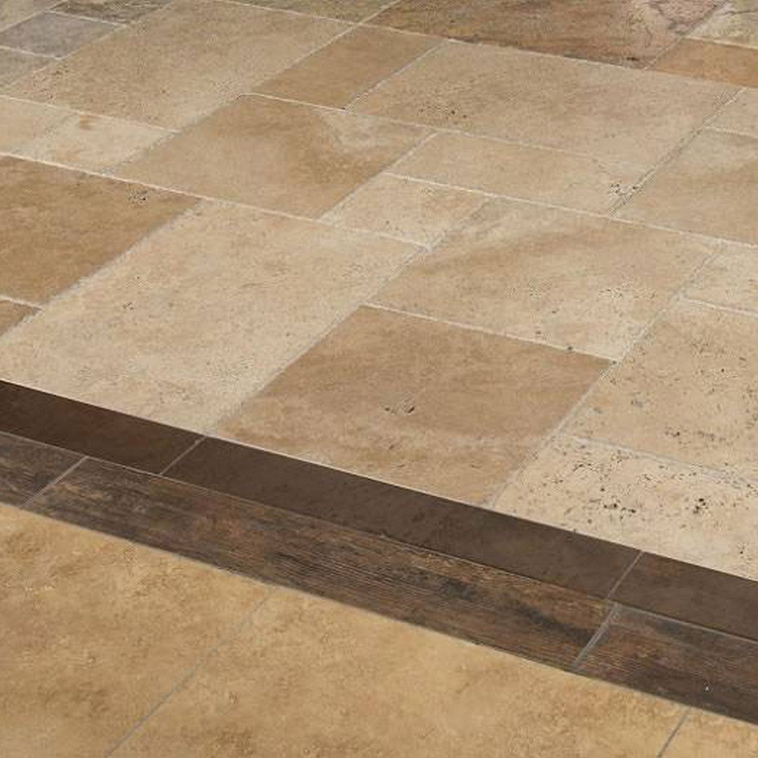 MS International Tuscany Walnut 8" x RL Travertine Versailles Pattern Tile Mixed Finish