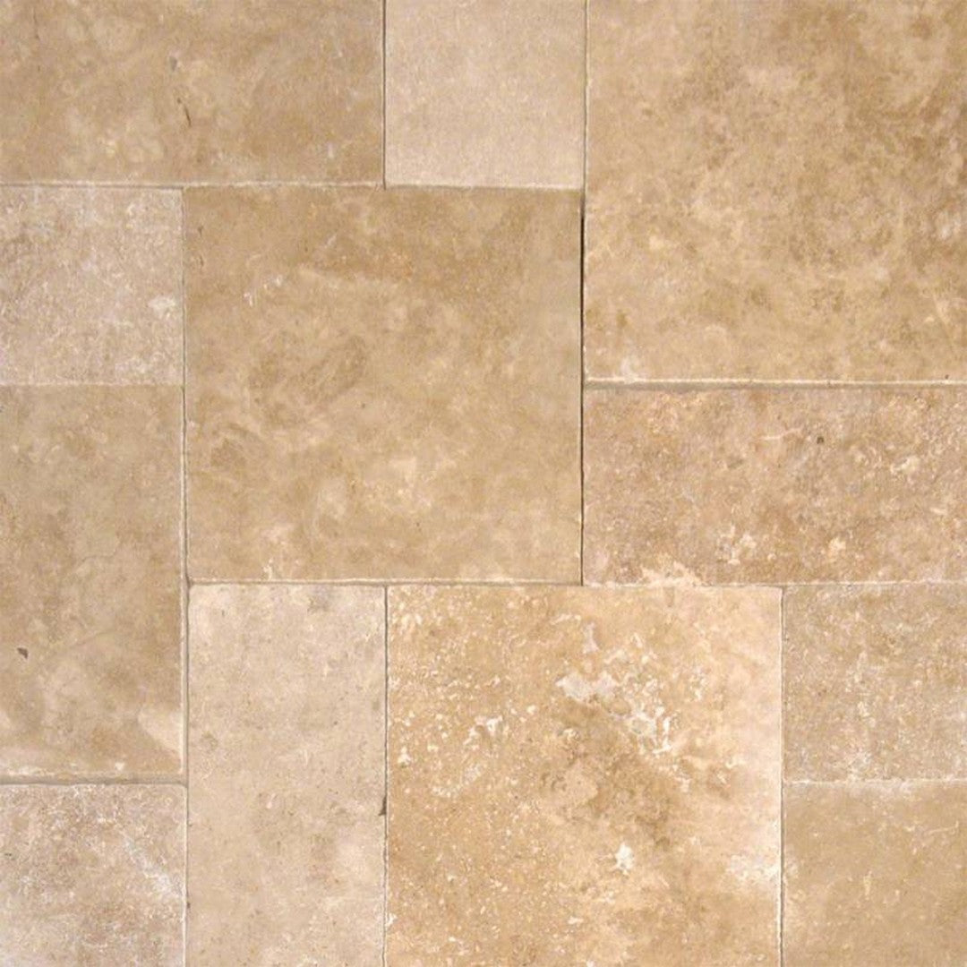 MS International Tuscany Walnut 8" x RL Tumbled Travertine Versailles Pattern Tile