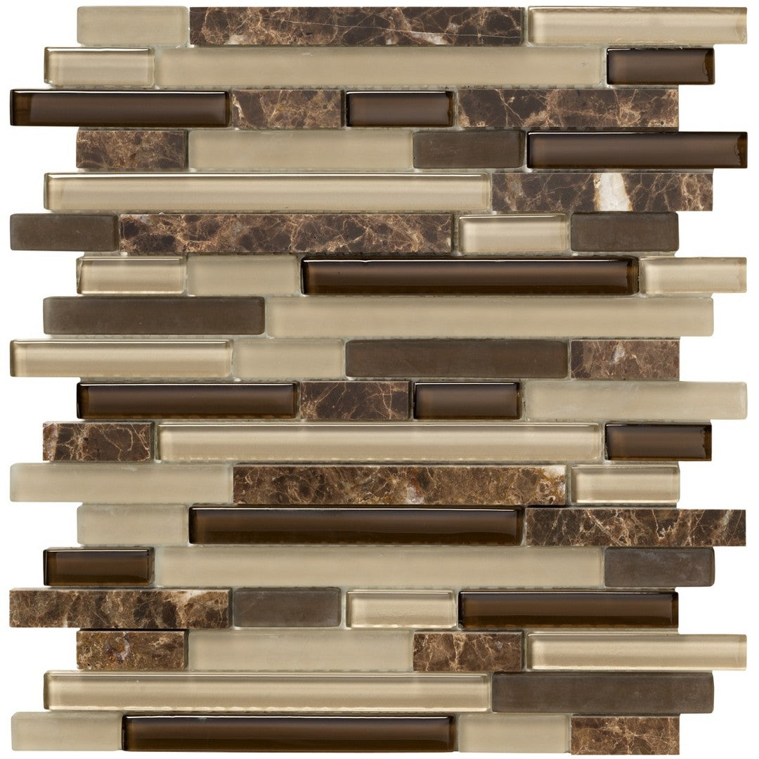 Marazzi Crystal Stone II 12" x 12" Matte Glass Random Linear Mosaic