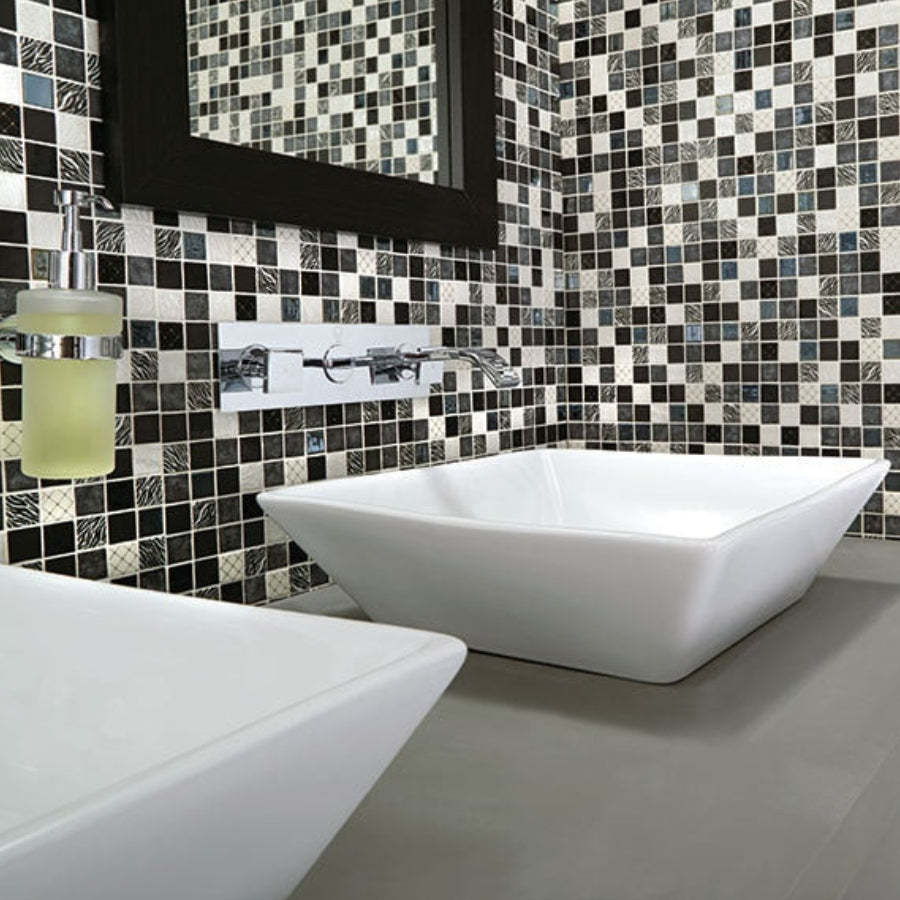 Daltile Uptown Glass 12.25" x 12.25" Glossy Glass 1" Metro Mosaic