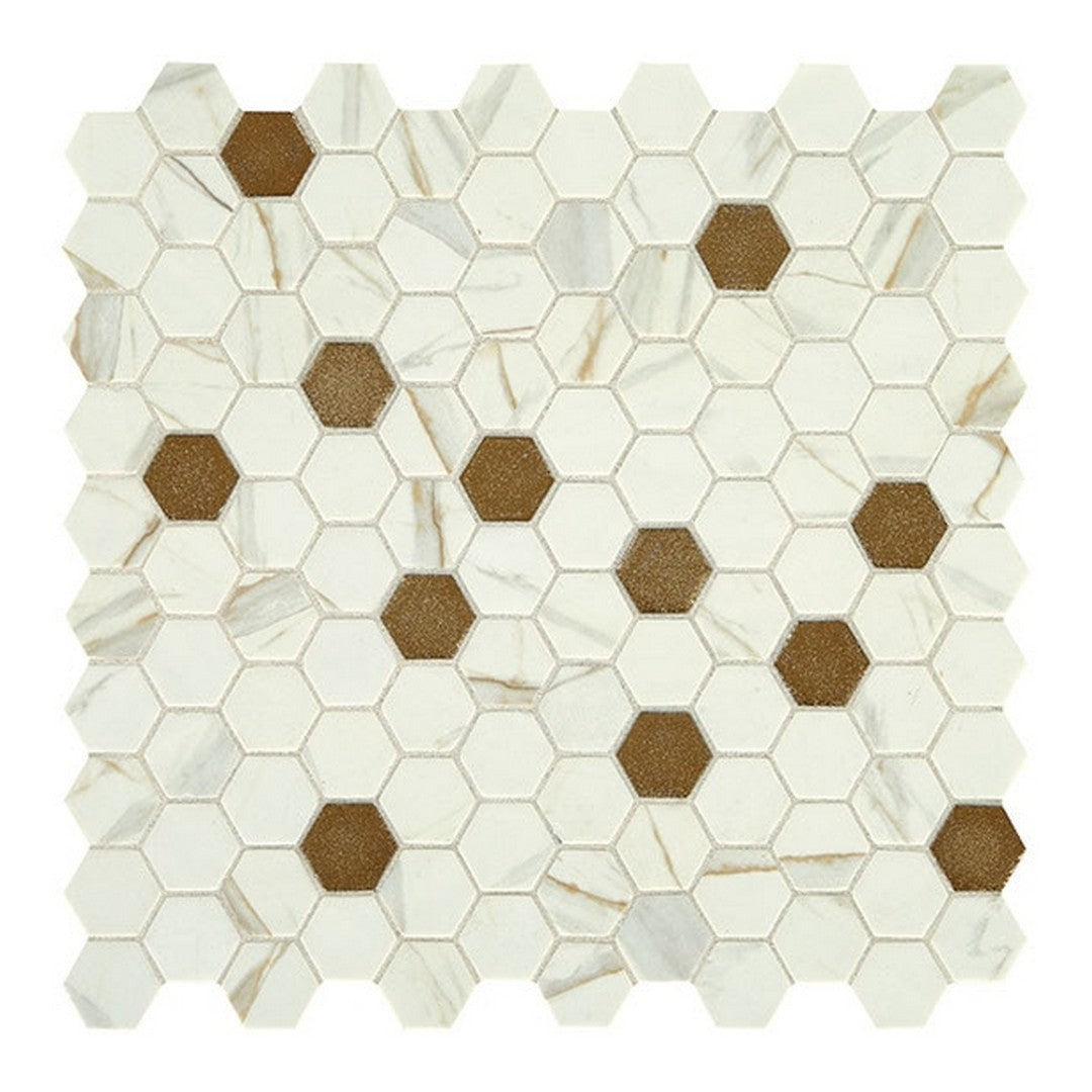 Daltile Uptown Glass 11" x 12" Mixed Glass 1" Hexagon Mosaic