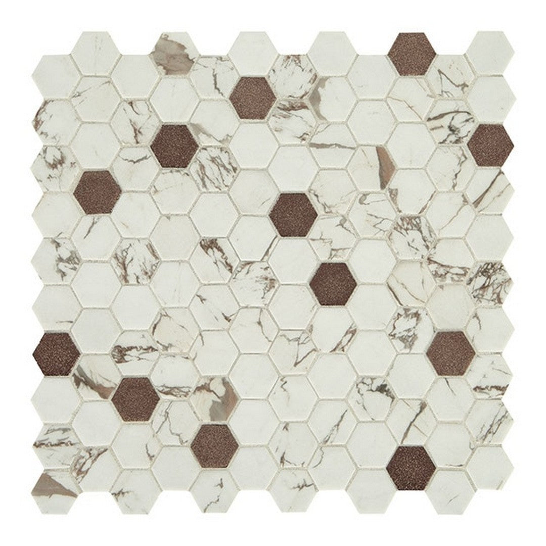 Daltile Uptown Glass 11" x 12" Mixed Glass 1" Hexagon Mosaic