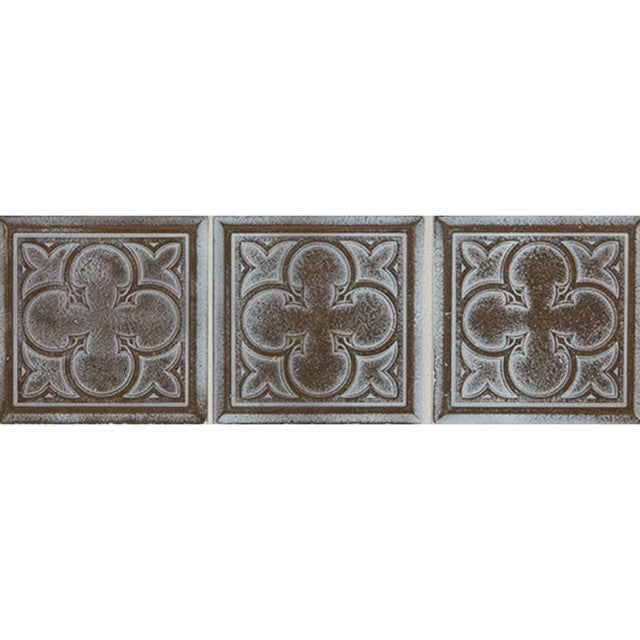 Daltile Vintage Metals 4" x 4" Satin Metal Clover Deco Wall Tile