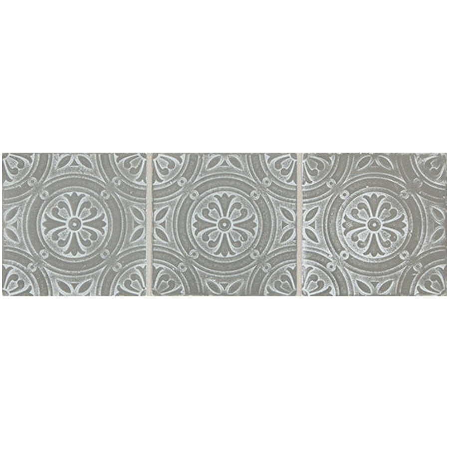 Daltile Vintage Metals 4" x 4" Satin Metal Rosette Deco Wall Tile