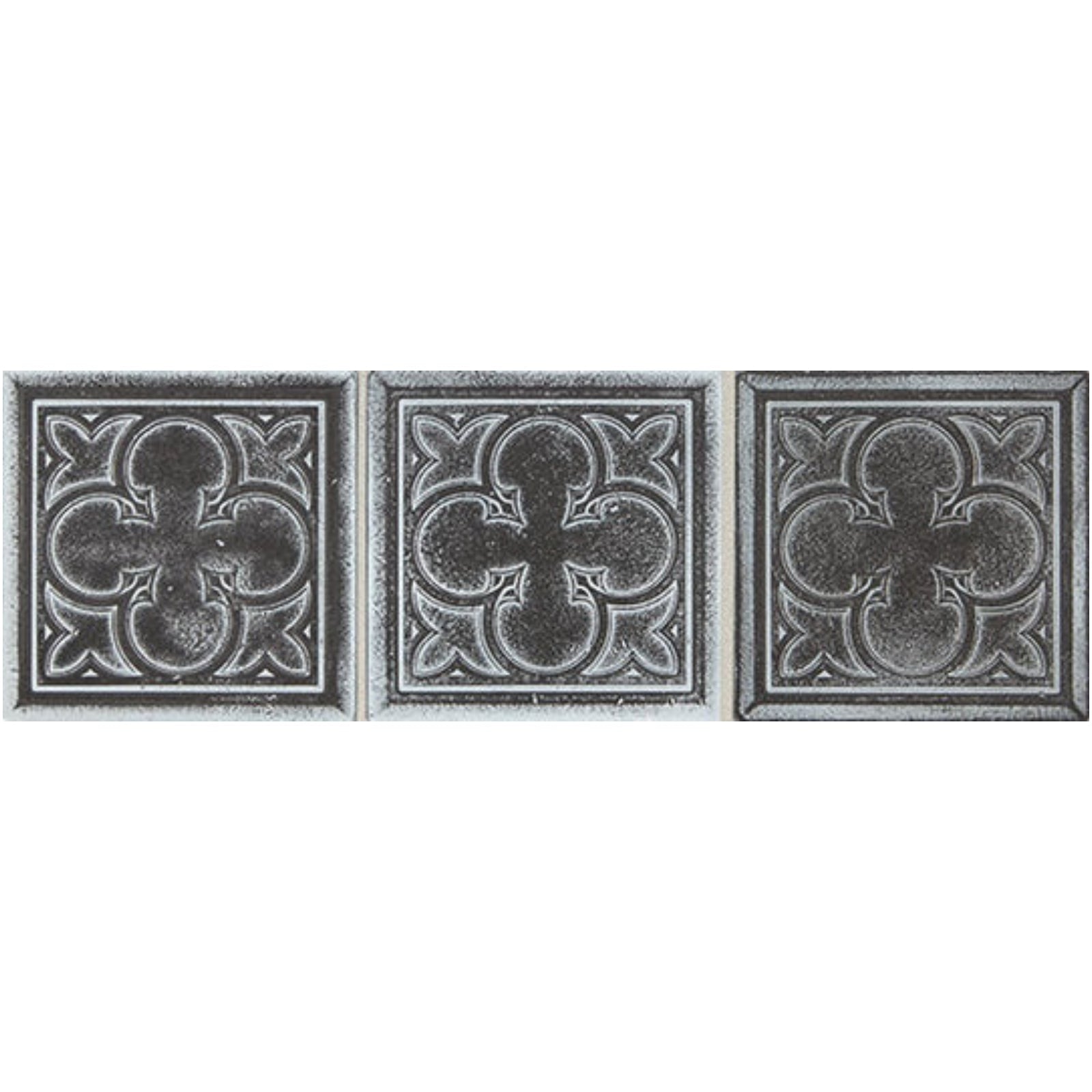 Daltile Vintage Metals 4" x 4" Satin Metal Clover Deco Wall Tile