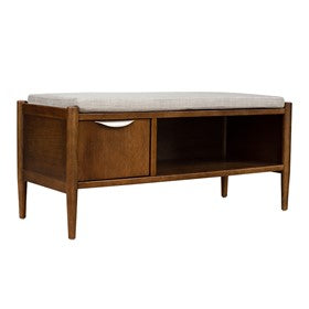 Arcadia Accent Bench with Storage and Upholstered Cushion