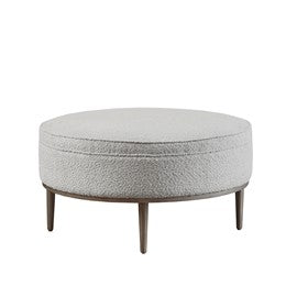 Harriet Upholstered Round Cocktail Ottoman with Metal Base 34" Dia