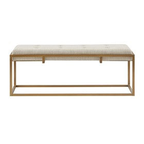 Greenwich Button-tufted Upholstered Metal Base Accent Bench