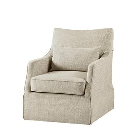 London Upholstered Skirted Swivel Armchair with Lumbar Pillow