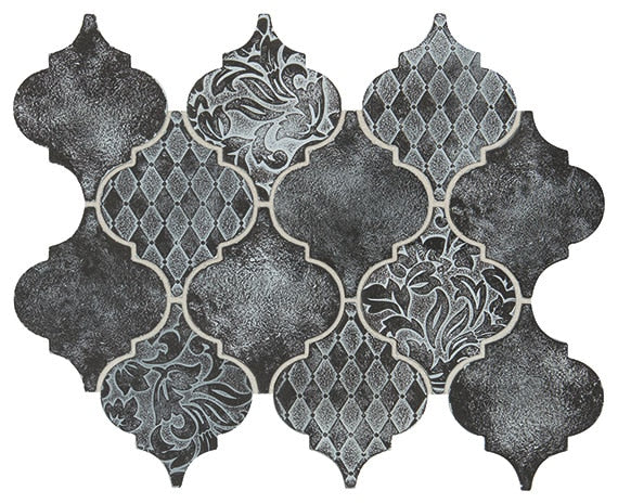 Daltile Vintage Metals 10" x 13" Satin Metal 4" Arabesque Mosaic