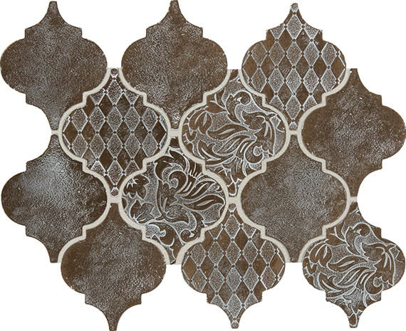 Daltile Vintage Metals 10" x 13" Satin Metal 4" Arabesque Mosaic