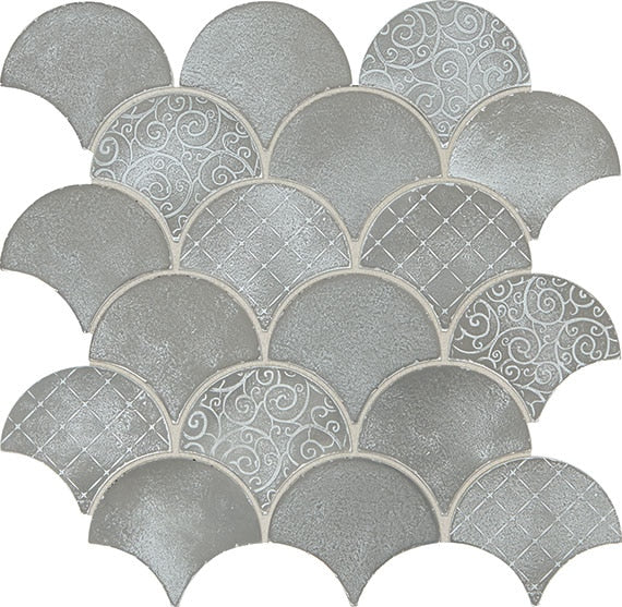 Daltile Vintage Metals 11" x 11" Satin Metal 3" Fan Mosaic