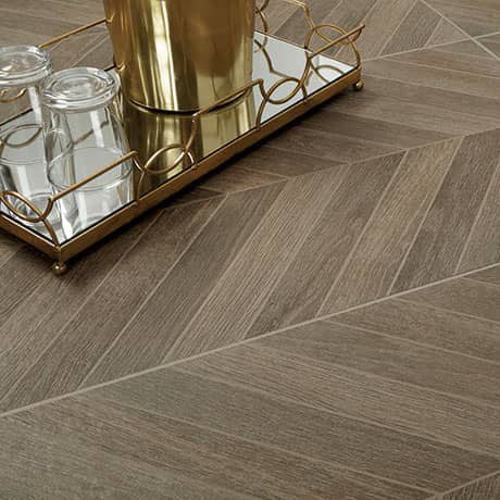 Daltile Trellis Oak 18" x 36" Rectified Porcelain Chevron Deco Accent Floor Tile