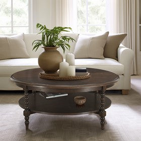 Philippe Round Coffee Table with Shelf