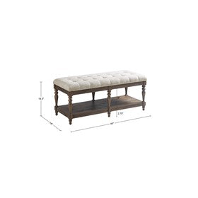 Highland Tufted Accent Bench with Shelf