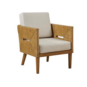 Blake Handcrafted Rattan Upholstered Accent Arm Chair