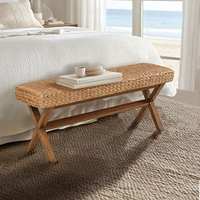 Seadrift Hand-woven Water Hyacinth Accent Bench