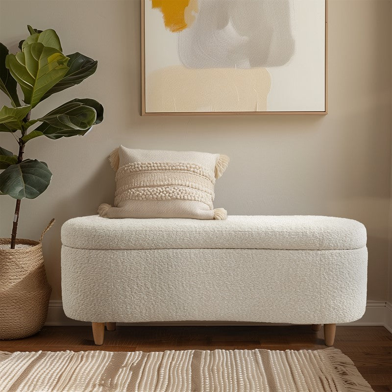 Bailey Boucle Flip Top Storage Bench