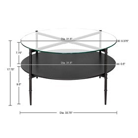 Caroline Round Coffee Table with Interchangeable Wood and Glass Top