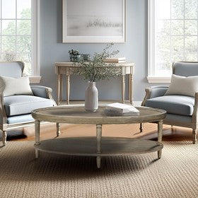 Ayanna Oval Coffee Table with Shelf