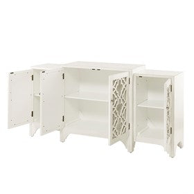 Verona Dining Buffet Server Quaterfoil Design Kitchen Storage Cabinet with Mirrored Doors