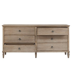 Victoria 6-drawer wood dresser (70")