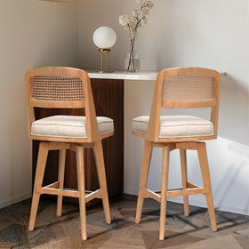 Micah Woven Rattan Back Swivel Counter Stool