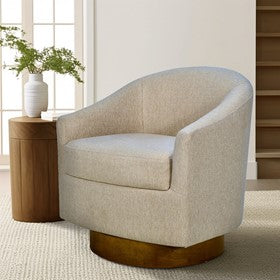 Ashton Upholstered Swivel Chair with Wood Base