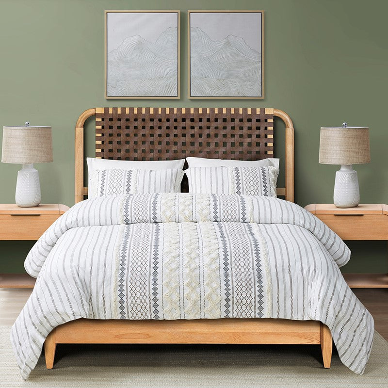 Jameson Woven Faux Leather Bed Queen