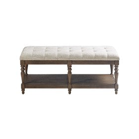 Highland Tufted Accent Bench with Shelf