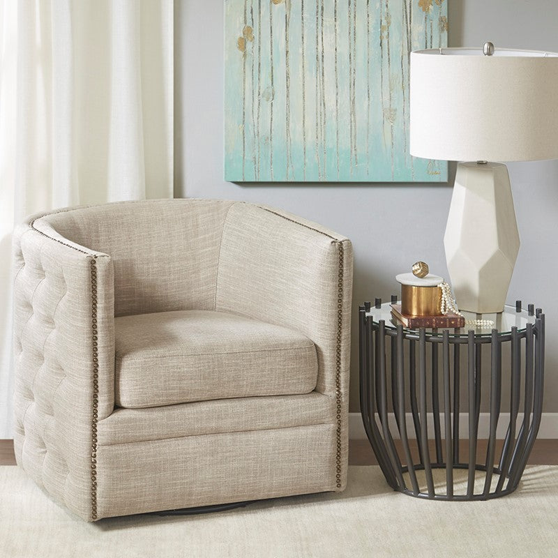 Capstone Tufted Barrel Swivel Chair